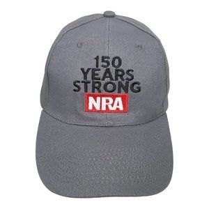 NRA Adult Strapback Cap Trucker Baseball 150 Years Strong Hat 2 Tone Gray
